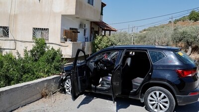 The car in which the Palestinian teen was killed (Reuters) The car in which the Palestinian teen was killed (Reuters)