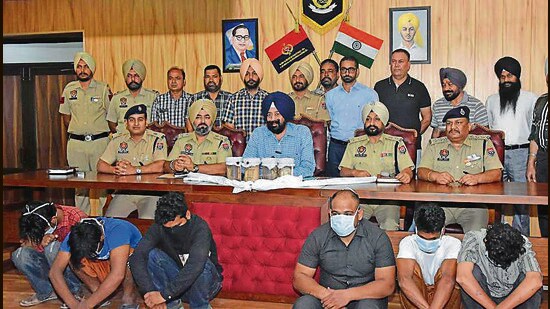 NRI murder case accused arrested in police custody in Ludhiana. (HT PHOTO)