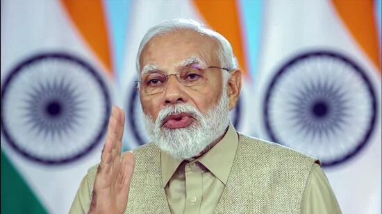 Prime Minister Narendra Modi addresses G20 energy ministers meet via video message, in Goa on Saturday (ANI)