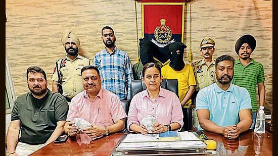 The accused in police custody in Ludhiana on Saturday. (HT Photo)