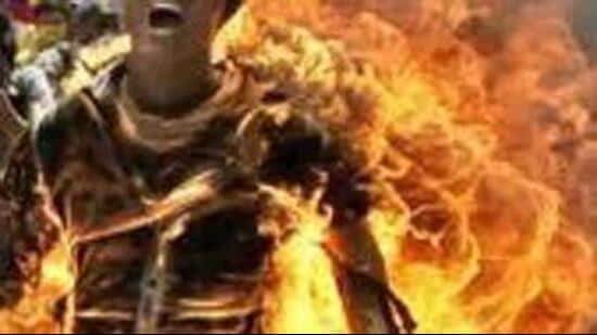 The man from Leela Megh Singh village set himself on fire after pouring petrol on himself in Ludhiana. (HT FILE)