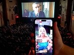 Elon Musk uses TikTok while watching Oppenheimer Elon Musk uses TikTok while watching Oppenheimer