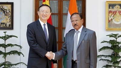 Ajit Doval with Chinese diplomat Yang Jiechi Ajit Doval with Chinese diplomat Yang Jiechi