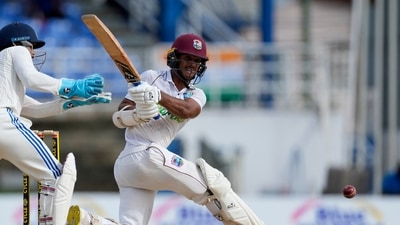 Tagenarine Chanderpaul (24*) and Jermaine Blackwood (20*) remained unbeaten as West Indies need 289 runs to level the two-match series. (AP) Tagenarine Chanderpaul (24*) and Jermaine Blackwood (20*) remained unbeaten as West Indies need 289 runs to level the two-match series. (AP)