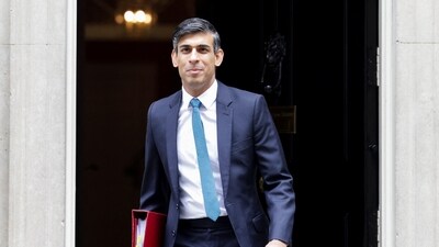 British Prime Minister Rishi Sunak walks outside 10 Downing Street in London, Britain, (REUTERS)