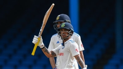 Ishan Kishan smacked a half-century as India declared on 181/2 in their second innings. Kishan clobbered an unbeaten knock of 52 runs off 34 balls (AFP) Ishan Kishan smacked a half-century as India declared on 181/2 in their second innings. Kishan clobbered an unbeaten knock of 52 runs off 34 balls (AFP)