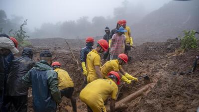 Mumbai, India - July 20, 2023: rescue operations are going on where people trapped under rubble after landslide in Khalapur Irshalwadi Village in Raigad, Maharashtra, India, on Thursday, July 20, 2023. (Photo by Satish Bate/ Hindustan Times) (Hindustan Times) Mumbai, India - July 20, 2023: rescue operations are going on where people trapped under rubble after landslide in Khalapur Irshalwadi Village in Raigad, Maharashtra, India, on Thursday, July 20, 2023. (Photo by Satish Bate/ Hindustan Times) (Hindustan Times)