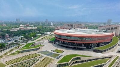 Redeveloped Pragati Maidan Complex in New Delhi (HT Photo) Redeveloped Pragati Maidan Complex in New Delhi (HT Photo)