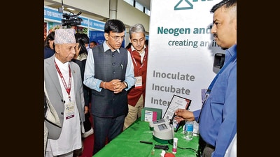 Union minister Mansukh Mandaviya visits the exhibition during the Global Food Regulator Summit 2023, in New Delhi on Thursday. (ANI/PIB) Union minister Mansukh Mandaviya visits the exhibition during the Global Food Regulator Summit 2023, in New Delhi on Thursday. (ANI/PIB)