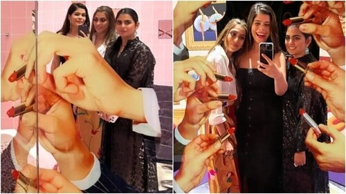 Isha Ambani clicks pictures with Shloka Ambani's sister, Diya Mehta Jatia, at NMACC exhibition. (Instagram) Isha Ambani clicks pictures with Shloka Ambani's sister, Diya Mehta Jatia, at NMACC exhibition. (Instagram)