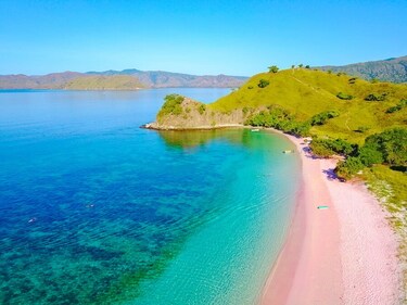 Pink Sand Beach in the Bahamas lives up to its name. It’s a perfect 3.5-mile-long beach with fine pink sand. (NELZAJAMAL/ SHUTTERSTOCK) Pink Sand Beach in the Bahamas lives up to its name. It’s a perfect 3.5-mile-long beach with fine pink sand. (NELZAJAMAL/ SHUTTERSTOCK)