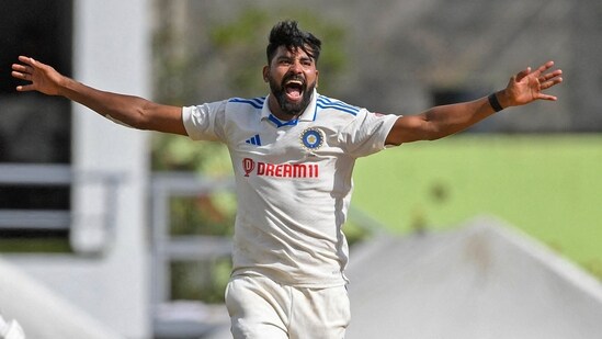 A five-wicket haul by Mohammed Siraj helped India restrict West Indies to 255 in their first innings.(BCCI Twitter)