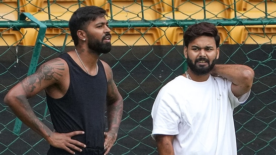 Cricketers Hardik Pandya and Rishabh Pant on the last day of second semifinal match of Duleep Trophy (PTI)
