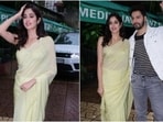 Janhvi Kapoor in chiffon saree and an eye-catching blouse promotes Bawaal with Varun Dhawan. Janhvi Kapoor in chiffon saree and an eye-catching blouse promotes Bawaal with Varun Dhawan.