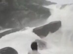Karnataka man washes away at Arasinagundi falls while making Instagram reels. Video (Screengrab from Twitter video) 