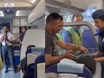 Pilot making an in-flight announcement for Subedar Major Sanjay Kumar.