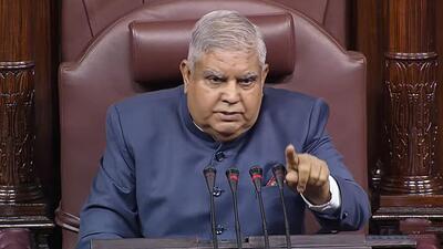 *Rajya Sabha Chairman Jagdeep Dhankhar conducts proceedings in the House during the Monsoon session of Parliament on Monday (PTI) *Rajya Sabha Chairman Jagdeep Dhankhar conducts proceedings in the House during the Monsoon session of Parliament on Monday (PTI)
