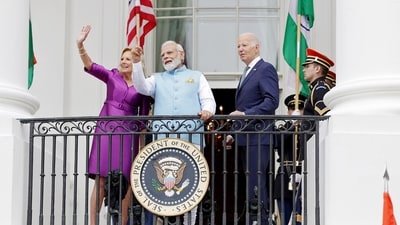 PM Modi was also persuaded to take two questions in a joint press conference with President Biden. (ANI/PIB) PM Modi was also persuaded to take two questions in a joint press conference with President Biden. (ANI/PIB)