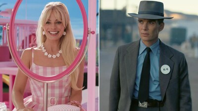 Margot Robbie in Barbie (left) and Cillian Murphy in a still from Oppenheimer. Margot Robbie in Barbie (left) and Cillian Murphy in a still from Oppenheimer.