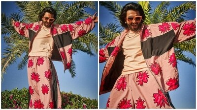 Ranveer Singh’s unique sense of fashion grabs the attention of every fashion enthusiast in town. In one of his Instagram posts, the actor was seen posing in a funky co-ord set. He wore a fuchsia pink three-piece brocade suit that he paired with a white shirt, bow and loafers. (Instagram/@ranveersingh) Ranveer Singh’s unique sense of fashion grabs the attention of every fashion enthusiast in town. In one of his Instagram posts, the actor was seen posing in a funky co-ord set. He wore a fuchsia pink three-piece brocade suit that he paired with a white shirt, bow and loafers. (Instagram/@ranveersingh)