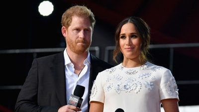 Prince Harry and Meghan Markle speak during the 2021 Global Citizen Live festival at the Great Lawn, Central Park on September 25, 2021 in New York City (Photo by Angela Weiss / AFP) (AFP) Prince Harry and Meghan Markle speak during the 2021 Global Citizen Live festival at the Great Lawn, Central Park on September 25, 2021 in New York City (Photo by Angela Weiss / AFP) (AFP)