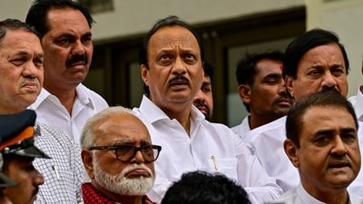 The ED comments came at a time when Pawar engineered a split from his uncle, Sharad Pawar, to lead a faction of legislators to join the Bharatiya Janata Party-Shiv Sena government. (Photo by Anshuman Poyrekar/ Hindustan Times) The ED comments came at a time when Pawar engineered a split from his uncle, Sharad Pawar, to lead a faction of legislators to join the Bharatiya Janata Party-Shiv Sena government. (Photo by Anshuman Poyrekar/ Hindustan Times)