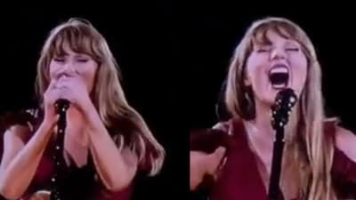 “And here’s to you, ’cause forgiveness is a nice thing to do,” Taylor sang before bursting into laughter (Twitter) “And here’s to you, ’cause forgiveness is a nice thing to do,” Taylor sang before bursting into laughter (Twitter)