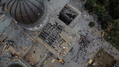 Russia-Ukraine War: The Transfiguration Cathedral damaged by Russian missile strike, amid Russia's attack on Ukraine, in Odesa. (Reuters)