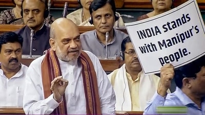 Union home minister Amit Shah speaking in the Lok Sabha. (PTI) Union home minister Amit Shah speaking in the Lok Sabha. (PTI)