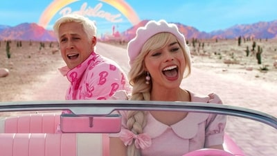 Margot Robbie and Ryan Gosling in a still from Barbie. Margot Robbie and Ryan Gosling in a still from Barbie.