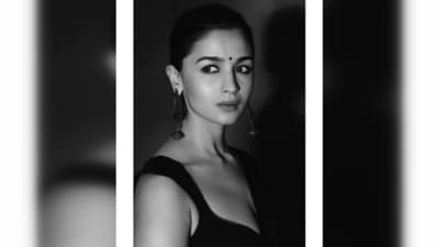 Picked from the shelves of one of India's most celebrated designers Manish Malhotra, the saree comes in a single tone and in sheer material. (Instagram/@aliaabhatt) Picked from the shelves of one of India's most celebrated designers Manish Malhotra, the saree comes in a single tone and in sheer material. (Instagram/@aliaabhatt)