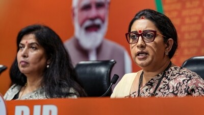 Union Minister Smriti Irani addresses a press conference, at BJP HQ in New Delhi, Monday. (PTI) Union Minister Smriti Irani addresses a press conference, at BJP HQ in New Delhi, Monday. (PTI)