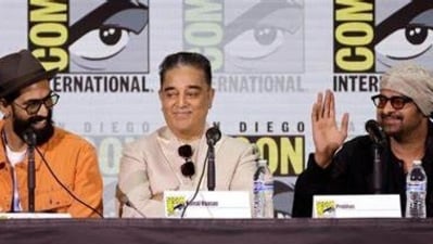 Rana Daggubati, Kamal Haasan and Prabhas in the Project K panel at Sen Diego Comic-Con