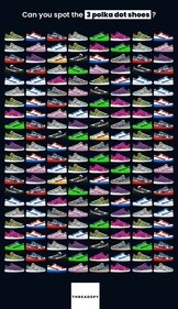 Brain Teaser: Spot three shoes with polka dots. (Threadspy) Brain Teaser: Spot three shoes with polka dots. (Threadspy)