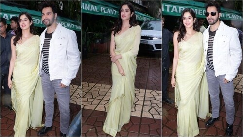 Janhvi Kapoor and Varun Dhawan promote Bawal in Mumbai. (HT Photo/Varinder Chawla) Janhvi Kapoor and Varun Dhawan promote Bawal in Mumbai. (HT Photo/Varinder Chawla)