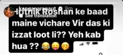 Kangana Ranaut shared a screenshot of the report.