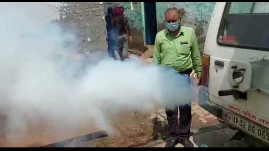 A fogging drive underway in a Lucknow area last year. (HT File Photo)