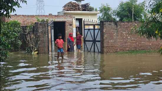 Jalandhar Deputy Commissioner has declared holiday in four schools in the villages which recorded increase in water level. (HT Photo)