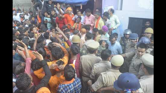 On Sunday, a kanwariya group that was heading to Badaun was pelted with stones near the Shahnoori mosque around 3 pm, police officials said. (File)