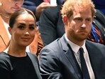 Prince Harry and Meghan Markle attend the 2020 UN Nelson Mandela Prize award ceremony at the United Nations in New York on July 18, 2022 (Photo by TIMOTHY A. CLARY / AFP)