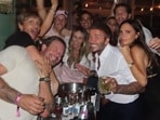 Victoria Beckham and her husband David are seen partying with friends in Miami. Victoria Beckham and her husband David are seen partying with friends in Miami.
