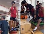 Indian footballers Sunil Chhetri, Sandesh Jhingan and Gurpreet Singh during a training session Indian footballers Sunil Chhetri, Sandesh Jhingan and Gurpreet Singh during a training session