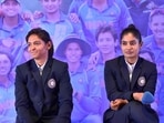 Harmanpreet Kaur and Mithali Raj at an event to honour the India women's team