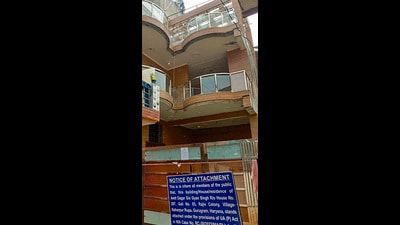 House of Amit Dagar which was attached on Tuesday in Gurugram. (PTI) House of Amit Dagar which was attached on Tuesday in Gurugram. (PTI)