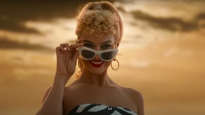 Margot Robbie as Barbie in the Greta Gerwig film. Margot Robbie as Barbie in the Greta Gerwig film.