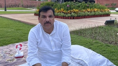 AAP MP Sanjay Singh at Parliament House complex in front of Mahatma Gandhi statue during the opposition MP's overnight protest demanding PM Narendra Modi's statement in the House on Manipur crisis, in New Delhi (PTI) AAP MP Sanjay Singh at Parliament House complex in front of Mahatma Gandhi statue during the opposition MP's overnight protest demanding PM Narendra Modi's statement in the House on Manipur crisis, in New Delhi (PTI)