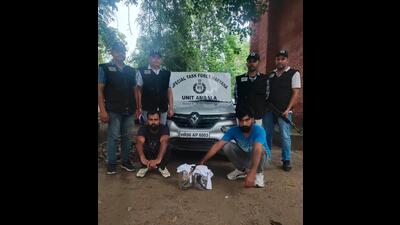 The Ambala unit of special task force with the arrested persons in Ambala. (HT photo)
