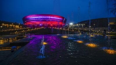 The redeveloped and illuminated ITPO complex at Pragati Maidan in New Delhi on Tuesday. (Raj K Raj/HT PHOTO) The redeveloped and illuminated ITPO complex at Pragati Maidan in New Delhi on Tuesday. (Raj K Raj/HT PHOTO)