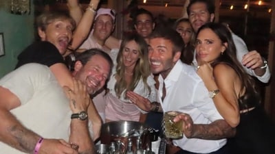 Victoria Beckham and her husband David are seen partying with friends in Miami. (Instagram) Victoria Beckham and her husband David are seen partying with friends in Miami. (Instagram)