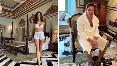Amy Jackson with Ed Westwick in Udaipur. Amy Jackson with Ed Westwick in Udaipur.